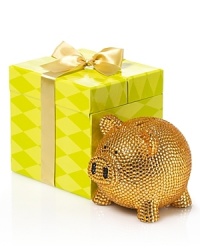 A gloriously glam way to save money, this rhinestone-encrusted piggie bank makes a fun - and financially responsible - gift. A gloriously glam way to save money, this rhinestone-encrusted piggie bank makes a fun - and financially responsible - gift.