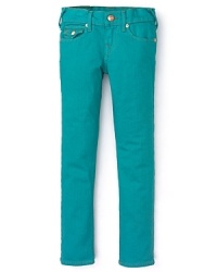 Bold colors and a lean silhouette makes the Lonestar jean an essential summer basic. It's outfitted with True Religion's signature hardware and flap coin pocket and cut for a snug, tapered fit that pairs perfectly with a roomier top or a simple tank. Bold colors and a lean silhouette makes the Lonestar jean an essential summer basic. It's outfitted with True Religion's signature hardware and flap coin pocket and cut for a snug, tapered fit that pairs perfectly with a roomier top or a simple tank.