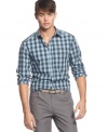 Preppy? Maybe. Cool? Definitely. Add this plaid shirt from Kenneth Cole Reaction to your wardrobe and keep your look current. (Clearance)