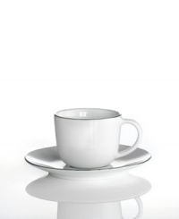 Simply elegant for everyday meals but with a banded edge that shines on formal tables, the Platinum Fine Line demi cup and saucer is a flawless choice for every occasion. Simply elegant for everyday meals but with a banded edge that shines on formal tables, the Platinum Fine Line demi cup and saucer is a flawless choice for every occasion.