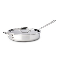 A large nonstick surface and extra-tall sides make All-Clad's durable saute pan perfect for browning, searing and finishing a wide range of dishes, from chicken breast to fish fillets and more. Premium tri-ply construction delivers even heat distribution, and a nonstick finish makes for easy release and cleanup. A large nonstick surface and extra-tall sides make All-Clad's durable saute pan perfect for browning, searing and finishing a wide range of dishes, from chicken breast to fish fillets and more. Premium tri-ply construction delivers even heat distribution, and a nonstick finish makes for easy release and cleanup.