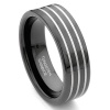 Black Tungsten Carbide Wedding Band Ring w/ 3 Grooves Sz 12.5 SN#C