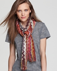 Wrap yourself in the chevron knit style Missoni made famous with this signature scarf. Wrap yourself in the chevron knit style Missoni made famous with this signature scarf.