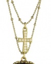 Betsey Johnson Leopard Heart and Cross Pendant Necklace