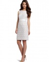 BCBGMAXAZRIA Women's Alice Mixed Lace Sheath Dress, White, 2