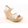 Born Issa Open Toe Wedge Sandals Shoes Silver Womens