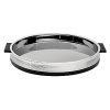 Putting a glamorous spin on cocktail hour, Vera Wang's Debonair circular tray is a sleek, art deco-inspired piece featuring ribbed stainless steel and slick black enamel.