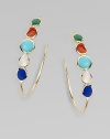 From the Polished Rock Candy Collection. Five stones, five colors and five shapes in this bright and beautiful design formed of a rich rainbow of semiprecious stones in gleaming gold.Mother-of-pearl, lapis, gold green agate, dyed red agate and turquoise18k yellow goldDiameter, about 1¾Post backImported