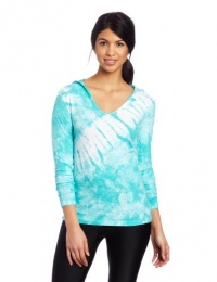 Calvin Klein Performance Women's Tie Dye Hooded Long Sleeve Tee, Big Wave, Small