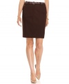 Jones New York Signature's slim pencil skirt stays tailored with a removable braided belt. Pair it with heels for work or with sandals for the weekend!