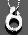 A touching depiction of the love between a mother and infant. Pendant crafted in sterling silver with a round-cut diamond accent. Approximate length: 18 inches. Approximate drop: 1/2 inch.