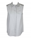 Chalayan Womens Silk Blend Drape Back Sleeveless Button Up Top