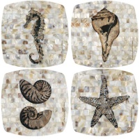 4 Pc Pearlized Coastal Appetizer & Dessert Plates Set 4 Pc Pearlized Coastal Appetizer & Dessert Plates Set