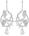 CZ by Kenneth Jay Lane Rhodium-Plated Cubic Zirconia 3 Humming bird Earrings , 12.0 cttw