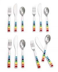 Get a handle on casual entertaining with bright and cheery Fiesta flatware. Fun for cocktail parties and a perfect fit for kids, these pint-sized forks, knives and spoons set the tone for celebration. Get a handle on casual entertaining with bright and cheery Fiesta flatware. Fun for cocktail parties and a perfect fit for kids, these pint-sized forks, knives and spoons set the tone for celebration.