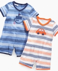 Super cute. He'll be ready for fun and play in this very cute sunsuit by First Impressions. Super cute. He'll be ready for fun and play in this very cute sunsuit by First Impressions.