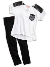 GUESS Kids Girls Little Girl Contrast High-Low Tee & , WHITE (4) GUESS Kids Girls Little Girl Contrast High-Low Tee & , WHITE (4)