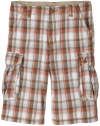 Levi's Boys 8-20 Plaid Cargo Short, Orange Plaid, 16