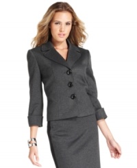 Herringbone fabric adds autumnal appeal to a fitted, cropped jacket from Tahari by ASL. Herringbone fabric adds autumnal appeal to a fitted, cropped jacket from Tahari by ASL.
