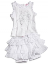 GUESS Kids Girls Baby Girl Foiled Screen Top with Short/S, WHITE (24M) GUESS Kids Girls Baby Girl Foiled Screen Top with Short/S, WHITE (24M)