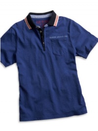 GUESS Kids Boys Big Boy Polo Shirt with Back Appliqu, ROYAL BLUE (20)