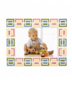How sweet. This Pitter Patter picture frame from Gorham shows off one of your little boy or girl's best moments in a kid-friendly colorblock design.