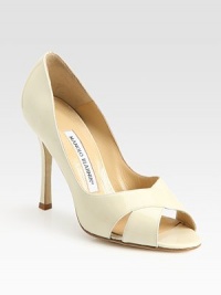 Glossy patent leather silhouette with a substantial heel, cutout upper and peep toe. Self-covered heel, 4 (100mm)Patent leather upperLeather liningBuffed leather solePadded insoleMade in ItalyOUR FIT MODEL RECOMMENDS ordering true size. Glossy patent leather silhouette with a substantial heel, cutout upper and peep toe. Self-covered heel, 4 (100mm)Patent leather upperLeather liningBuffed leather solePadded insoleMade in ItalyOUR FIT MODEL RECOMMENDS ordering true size.
