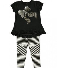 GUESS Kids Girls Top with Striped Leggings (12 - 24m), BLACK (24M) GUESS Kids Girls Top with Striped Leggings (12 - 24m), BLACK (24M)