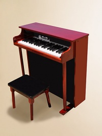 New, three-octave spinet with a keyboard almost half the size of that on an adult piano. Not just a toy, but a fine musical instrument and a lovely addition to your home. Chromatically tuned Chime-like notes Play-by-color with removable color strip Songbook included For ages 3 to 9 Made of maple, birch and hardboard 32 lbs. Piano: 24¾W X 24H X 12D Bench: 14W X 11H X 8D Imported