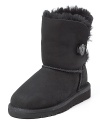 Suede ankle boots with genuine shearling lining will keep your feet in ultimate comfort. Now in new colors! Shearling cuff can be worn up or down for a more versatile look.
