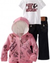 True Religion Baby-Girls Infant 3 Piece Box Set, Berry, 6-12 Months