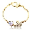 Gold Crystal Swarovski Style Swan Toggle Bracelet