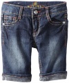 Almost Famous Girls 7-16 Denim With Multi Stitch Bermuda, Dark Night Wash/Rain, 12