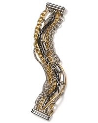 Set your style apart with this bracelet from T Tahari. Crafted of gold plate and hematite chains, this piece perfects edgy accessorizing. Set your style apart with this bracelet from T Tahari. Crafted of gold plate and hematite chains, this piece perfects edgy accessorizing.
