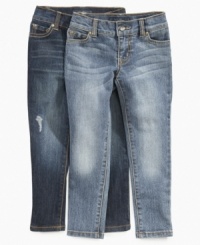 Add a little fun to her fierce fashion with these Kiss Me jeans from Jessica Simpson, in a comfy skinny fit. Add a little fun to her fierce fashion with these Kiss Me jeans from Jessica Simpson, in a comfy skinny fit.