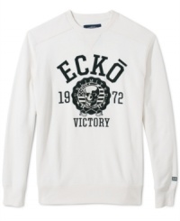 This Ecko Unltd sweatshirt will make you victorious in your quest for comfort and style. This Ecko Unltd sweatshirt will make you victorious in your quest for comfort and style.