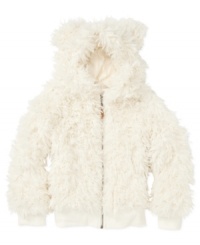 She'll be cozy, snug, and warm in this adorably cute hooded sherpa jacket by Roxy. She'll be cozy, snug, and warm in this adorably cute hooded sherpa jacket by Roxy.