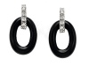 Original Star K(tm) Simulated Black Onyx Hanging Hoop Earrings in 925 Sterling Silver