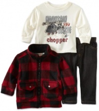 Kids Headquarters Baby-Boys Infant 3 Pieces Set Plaid Jacket Chooper Top with Pant, Red/White, 18 Months Kids Headquarters Baby-Boys Infant 3 Pieces Set Plaid Jacket Chooper Top with Pant, Red/White, 18 Months