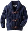 Kitestrings Boys 2-7 Cable Knit Toggle Front Cardigan, Peacoat Navy, 3T