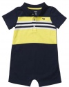 Carters Knit Stripe Polo Romper NAVY 3 Mo