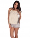 Vintage Havana Womens Printed Side Tie Tank - Ivory - Medium