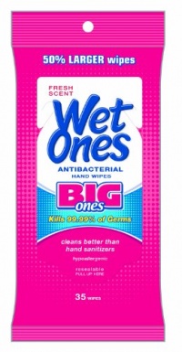 Wet Ones Big Ones Antibacterial Hand and Face Wipes, 35 Count (Pack of 5) Wet Ones Big Ones Antibacterial Hand and Face Wipes, 35 Count (Pack of 5)