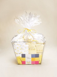 Lots and lots of little quackers appear all over this set of great essentials for baby. Packaged in reusable cellophane-wrapped metal and vinyl basket. Lots and lots of little quackers appear all over this set of great essentials for baby. Packaged in reusable cellophane-wrapped metal and vinyl basket.