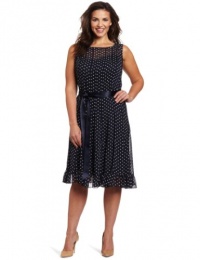 Jessica Howard Women's Plus-Size Sleeveless Dot Pintuck Dress Jessica Howard Women's Plus-Size Sleeveless Dot Pintuck Dress
