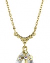 The Vatican Library Collection Gold and Crystal Ab Briolette Cross Necklace, 16