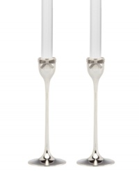 It's all in the details. Sweet pewter ribbons adorn silver-plated Grace Avenue candlesticks with the preppy, feminine charm of kate spade new york. Candles not included. It's all in the details. Sweet pewter ribbons adorn silver-plated Grace Avenue candlesticks with the preppy, feminine charm of kate spade new york. Candles not included.