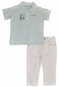 Kenneth Cole Infant Boys Striped Polo 2pc Khaki Pant Set (18M) Kenneth Cole Infant Boys Striped Polo 2pc Khaki Pant Set (18M)