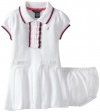 Nautica Sportswear Kids Baby-girls Infant Polo Dress With Pleated Bottom, Sail White, 12 Months