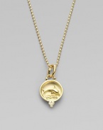 A pretty, embossed design depicting a majestic creature of the sea, accented with three dazzling diamonds set in 18k gold. Diamonds, .045 tcw18k goldSize, about 1Fixed baleMade in ItalyPlease note: Necklace sold separately. 